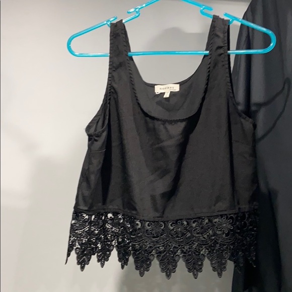 New Boho Black Lace Crop Top - Picture 1 of 3